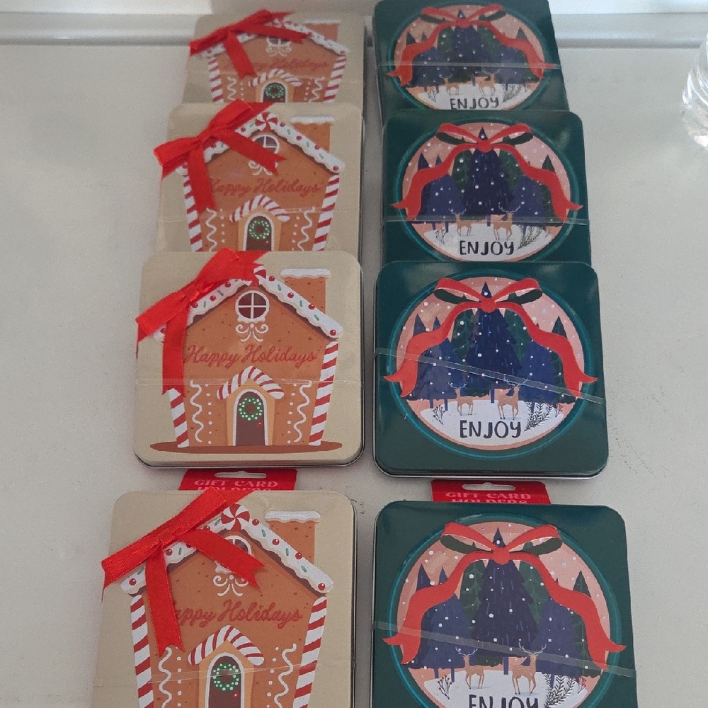 Christmas Gift Card Tin Holders (Set of 8)